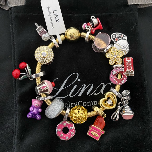 Linx Yellow Gold Bracelet with Sweets Themed Charms